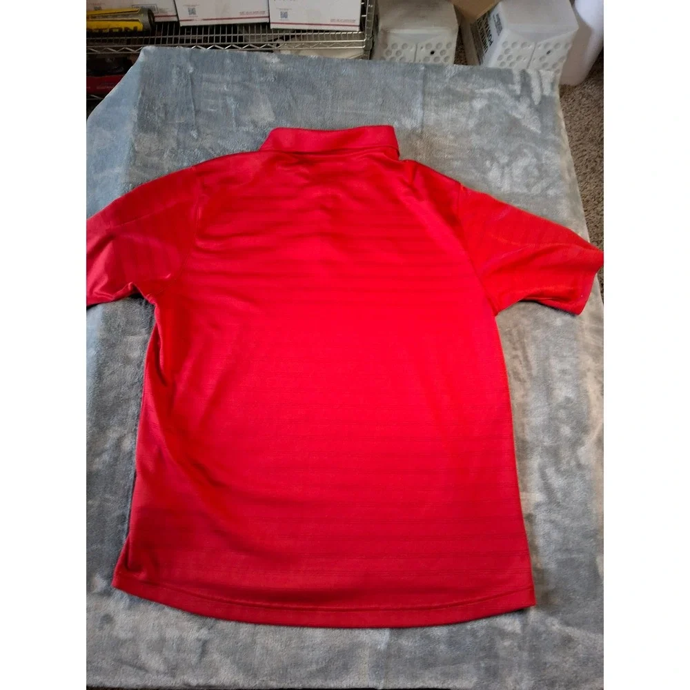 Adidas Mens Red Striped‎ Short Sleeve Polo Shirt Large O26176 Athletic Golf